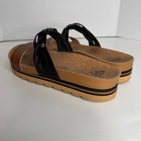 Reef Cushion Vita Hi Twist Platform Sandals Double Strap Slip On Womens 10 Tan B - Picture 2 of 8